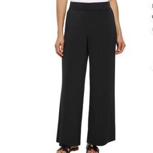 Three Dots women Elastic pull-on soft Rayon flowy wide-leg Pants black XS (1325)